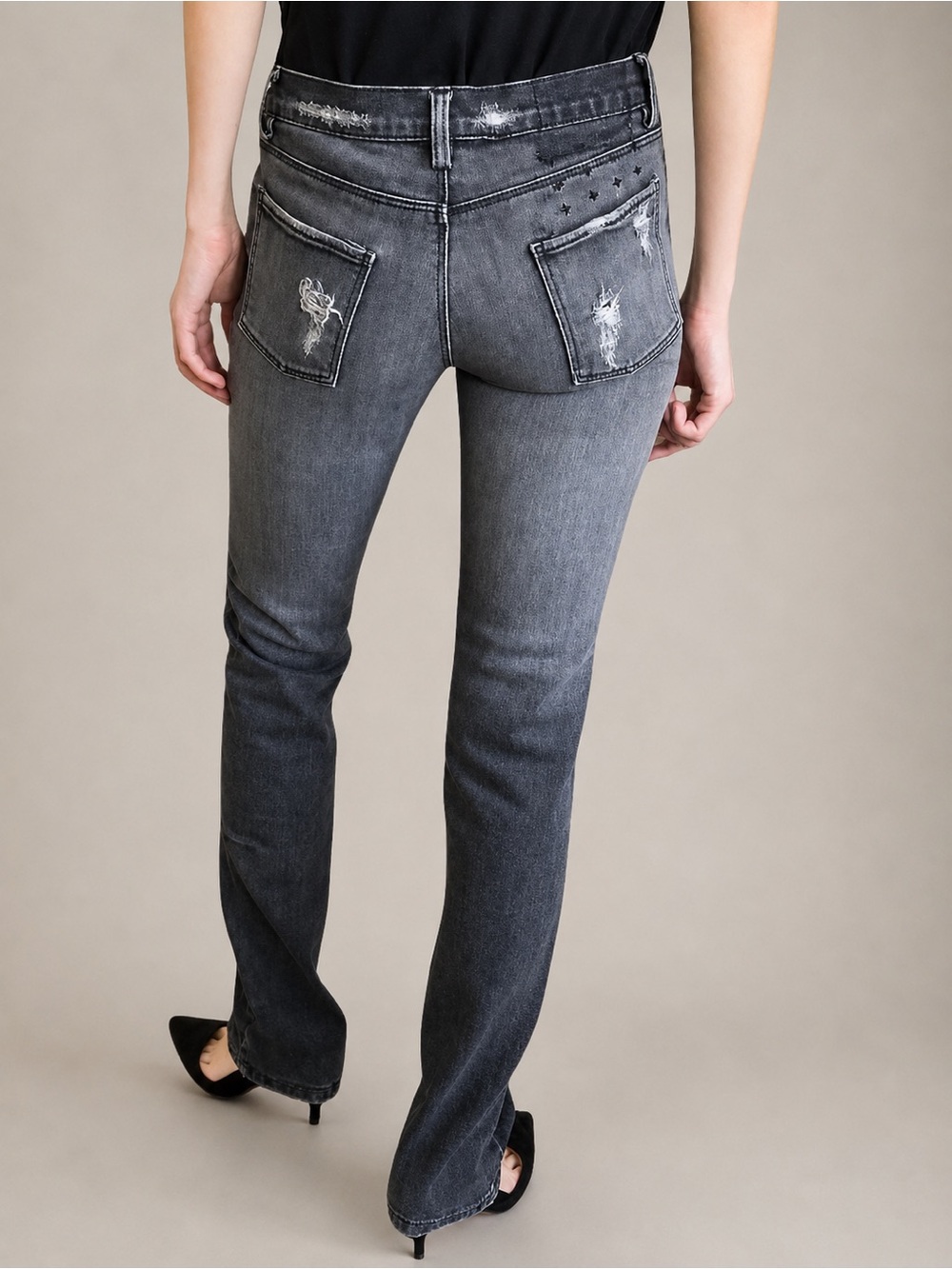 Vintage Y2K KSUBI TSUBI Distressed Straight Leg Denim Jeans - Charcoal Grey Wash